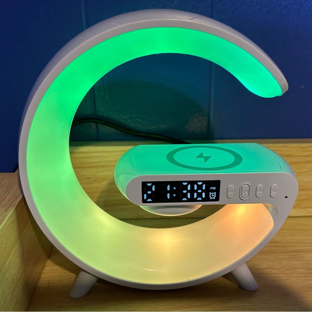 Modern LED Alarm Clock with Wireless Charger